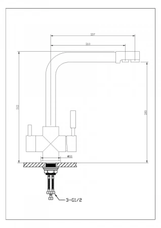 Смеситель для кухни Feinise на гайке для фильтра питьевой воды высокий излив сатин FEINISE (арт. S9033-5)